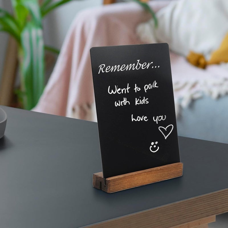 JDEA Desktop Chalkboard Sign Double-Sided Chalkboard with Wooden Base (3 Pack 7.9x5.1) - Image 4